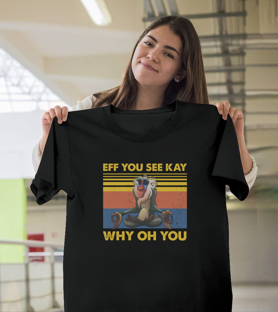 Eff You See Kay Why Oh You Baboon Meditation Retro Stripes T-Shirt