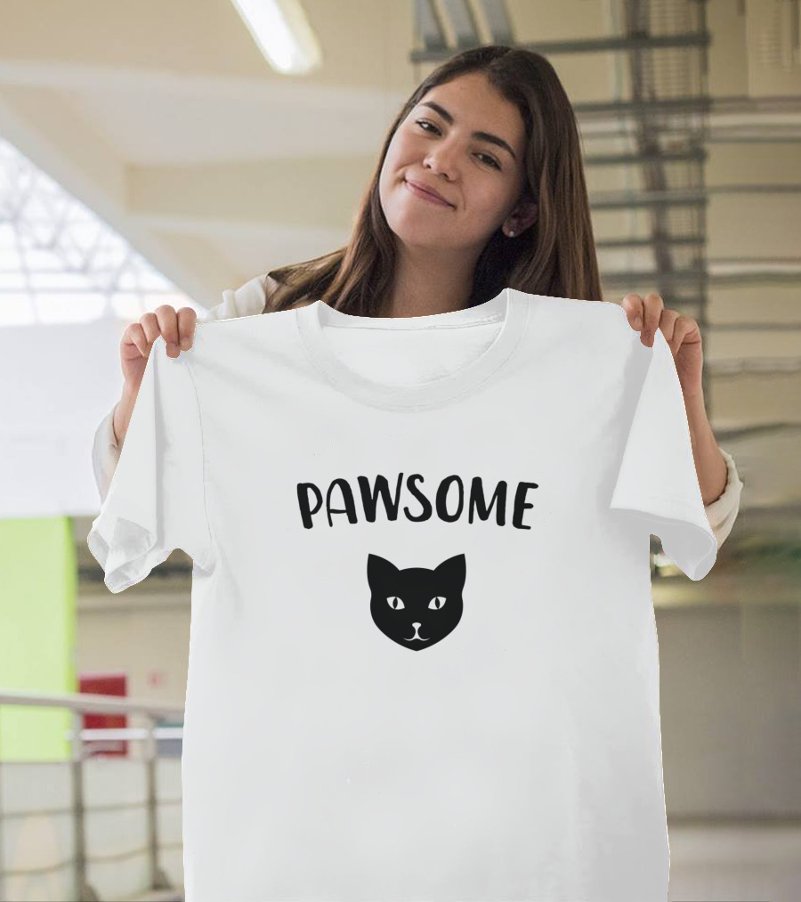 PAWSOME Cat Face T-Shirt