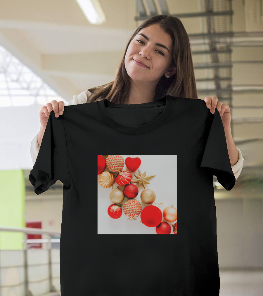 Shiny Red and Gold Christmas Tree Ornament Collection T-Shirt