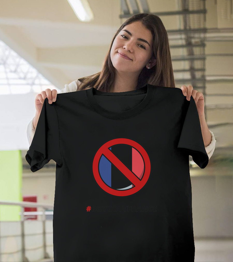 BOYCOTTFRANCE Red No Symbol Over Flag T-Shirt