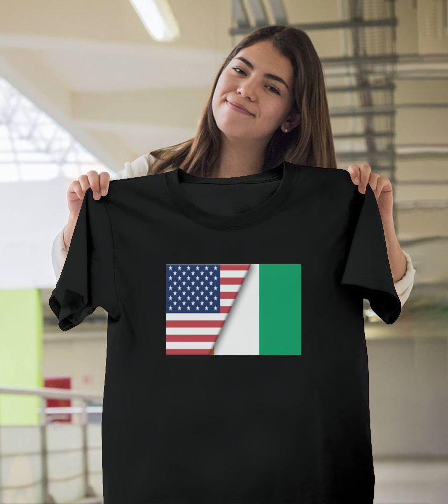 Usa Flag Ivory Coast Immigrant Ancestry Homeland Dual Flags T-Shirt