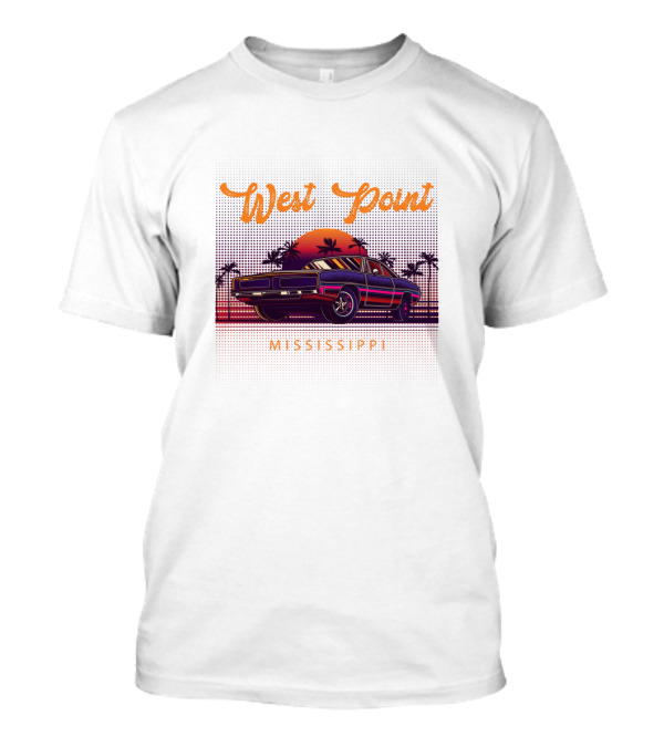 West Point Mississippi Vintage Muscle Car Palm Sunset T-Shirt