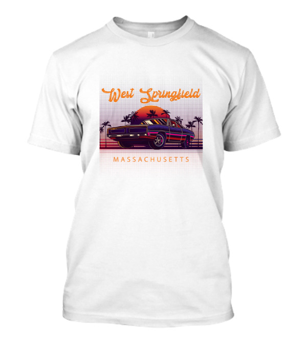 West Springfield Massachusetts Vintage 80s Sunset Car Scene T-Shirt