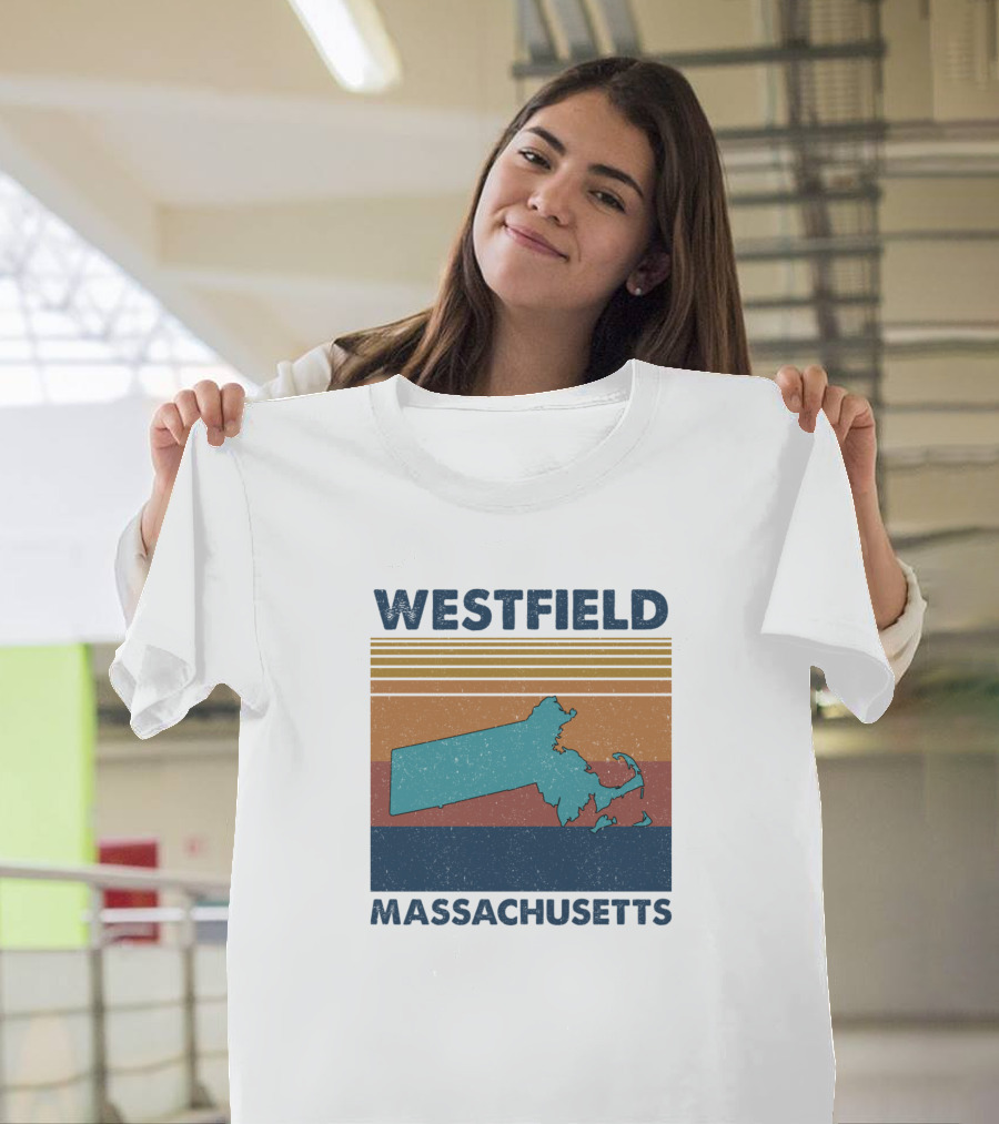 Westfield Massachusetts Retro Vintage Map T-Shirt