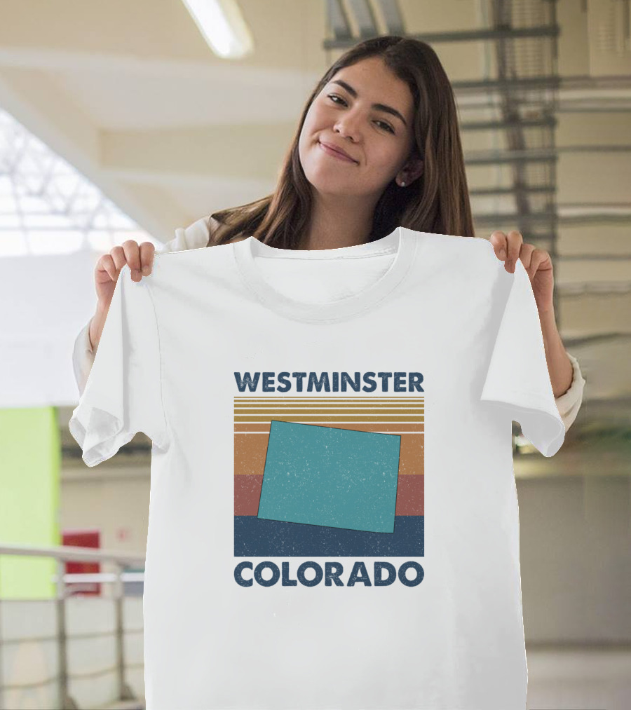 Westminster Colorado Retro Vintage State Outline with Stripes T-Shirt