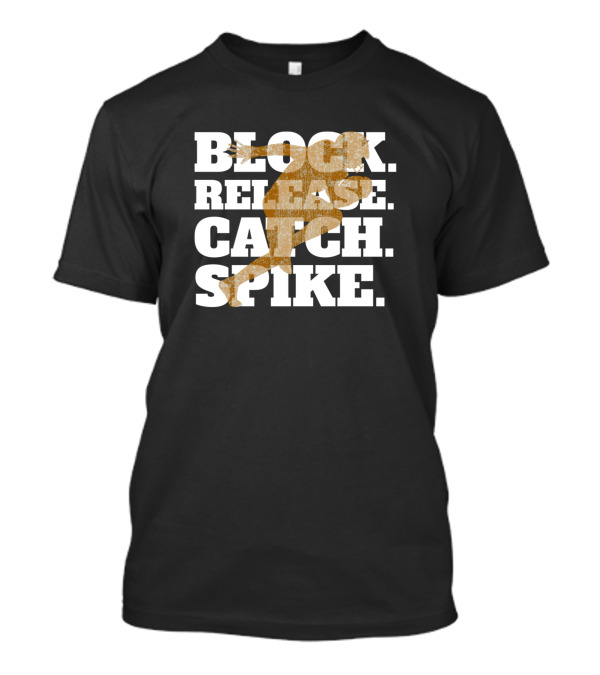 Block Release Catch Spike Football Player Silhouette Sports Action T-Shirt