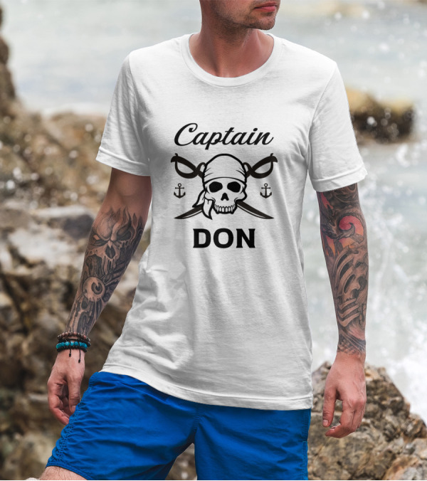 Captain Don Pirate Skull With Bandana T-Shirt