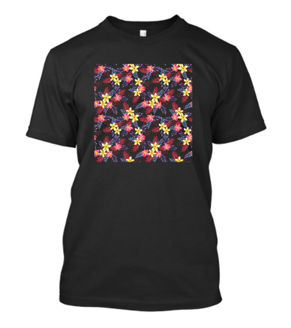 Watercolor Yellow Floral Pattern With Colorful Flowers And Leaves T-Shirt