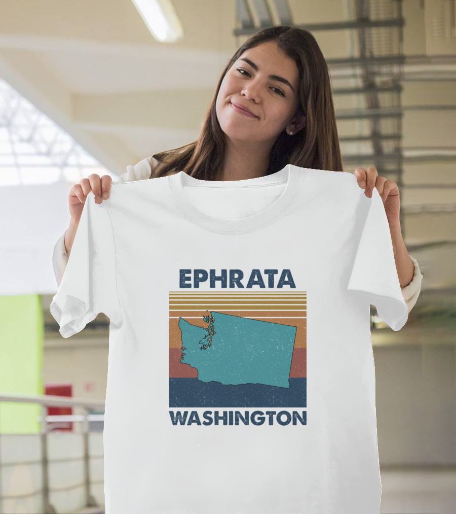 Ephrata Washington Vintage Stripes Map T-Shirt