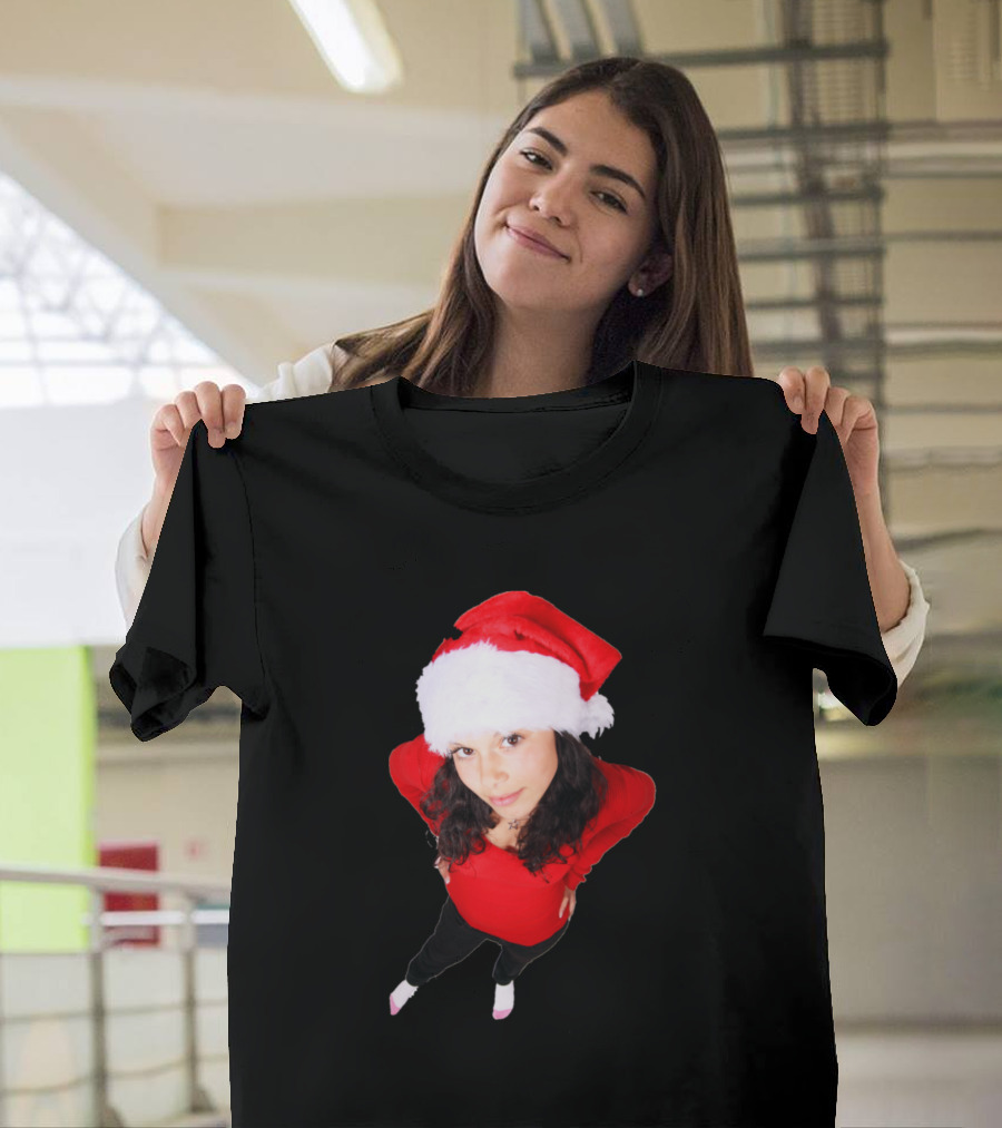 Santa Hat Girls Holiday Red Outfit Festive T-Shirt