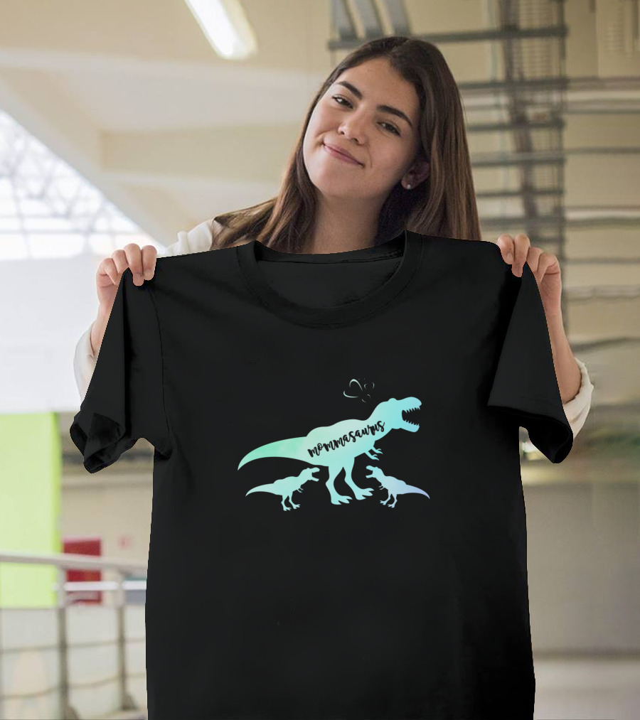 Mommasaurus and Baby Dinosaurs Rex Tyrannosaurus with Heart T-Shirt