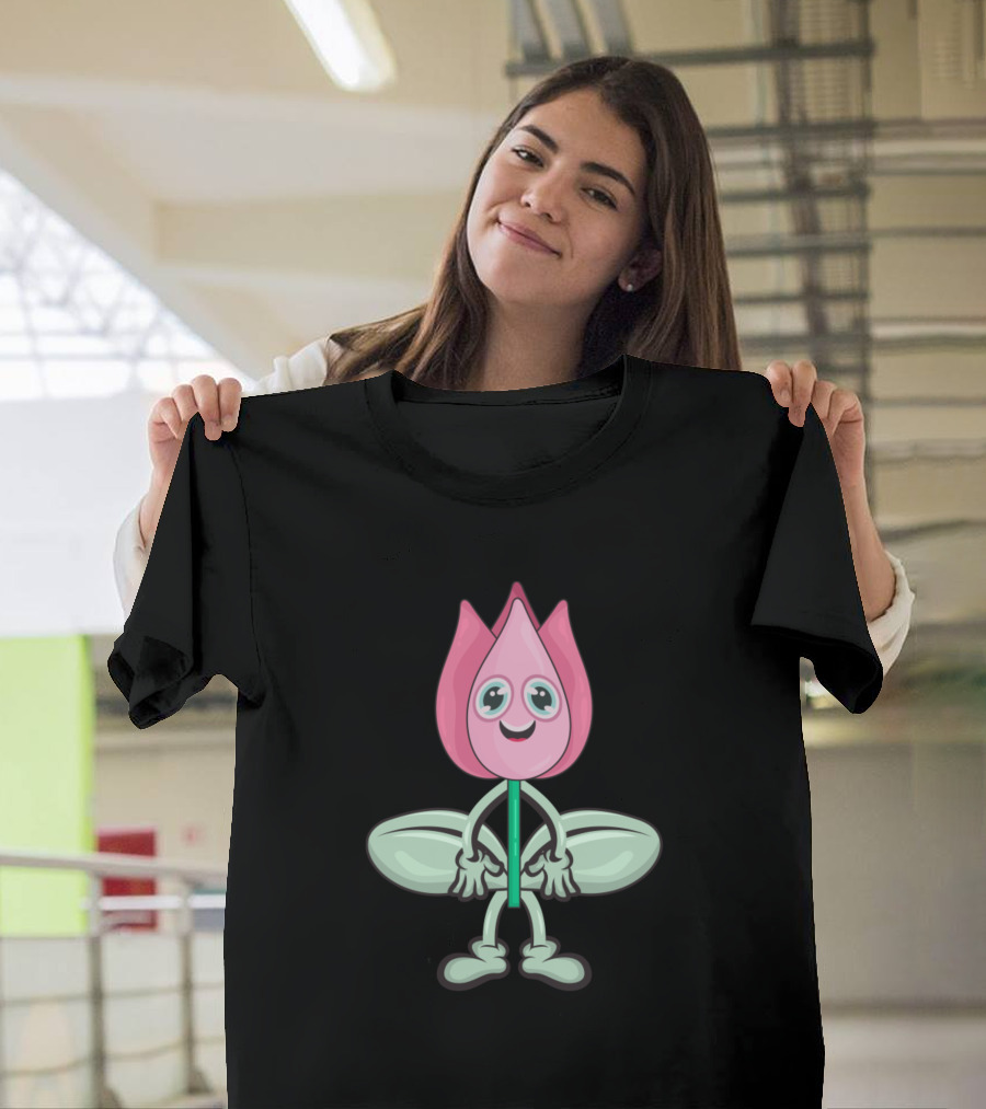 Tulip Face Cartoon Character T-Shirt