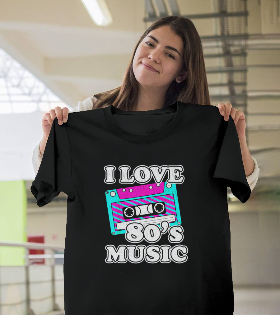 I Love 80's Music Cassette Tape Retro Colors T-Shirt