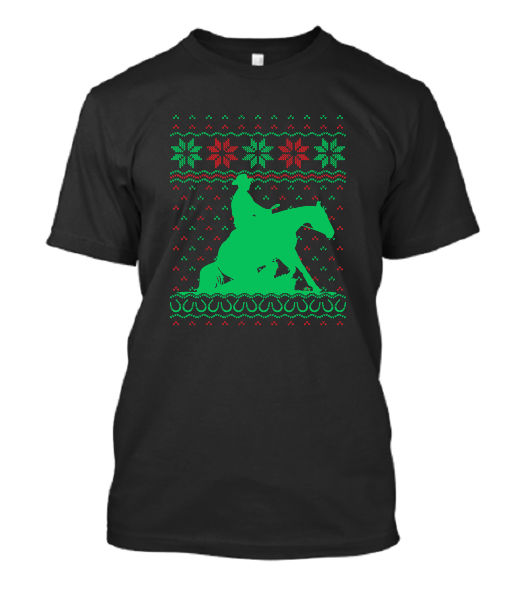 Reining Horse Holiday Ugly Christmas T-Shirt