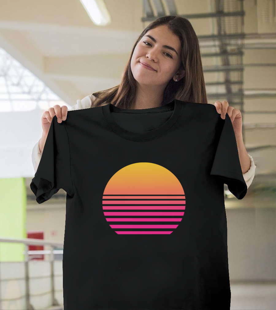 Retro Sunset Gradient Stripes T-Shirt