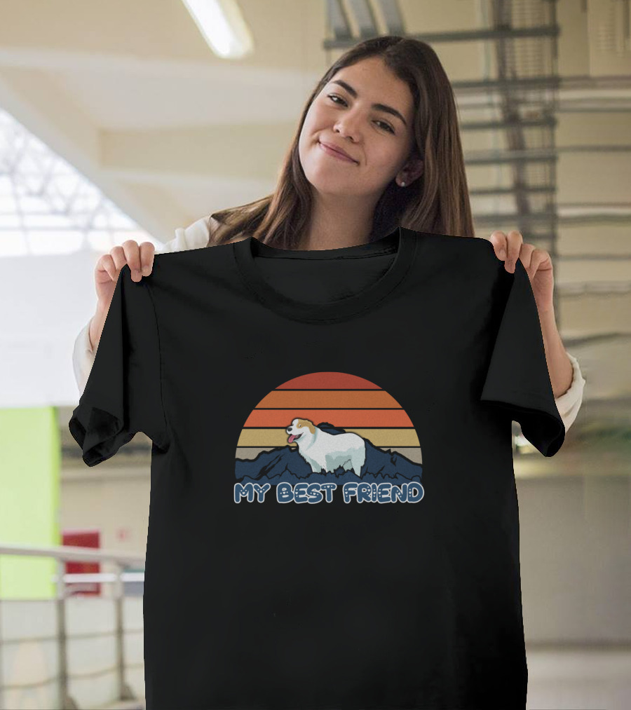 My Best Friend Great Pyrenees Striped Sunset T-Shirt