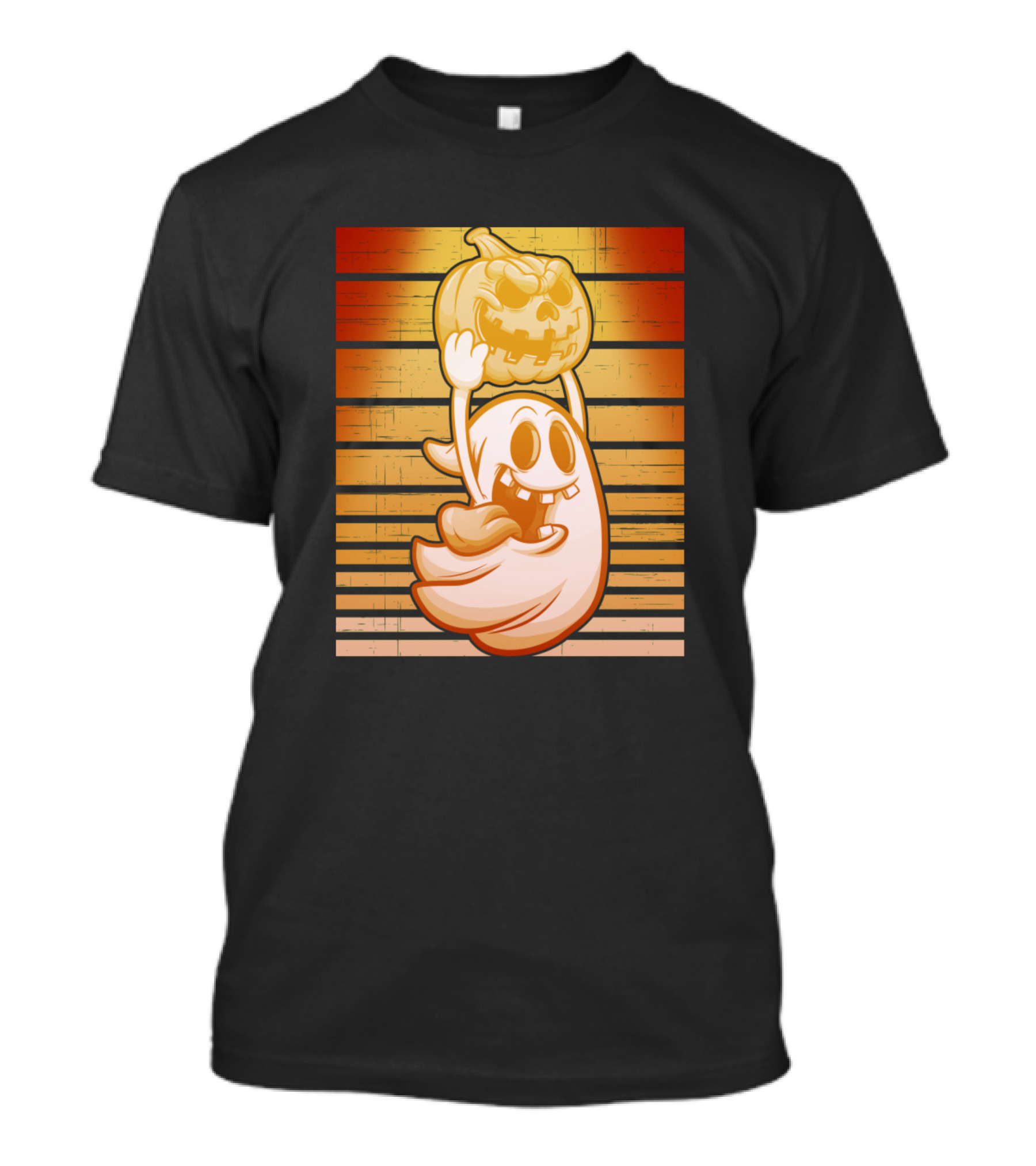 Halloween Ghost With Pumpkin On T-Shirt