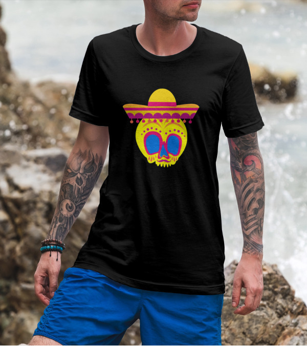 Mexico Cinco De Mayo Skull Fiesta Sombrero T-Shirt