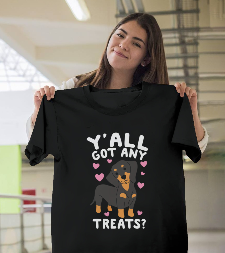 Y'All Got Any Treats Cute Dachshund Pink Hearts Dogs T-Shirt