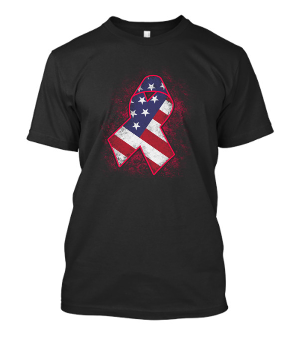 American Flag Red Ribbon Hemophilia Awareness T-Shirt