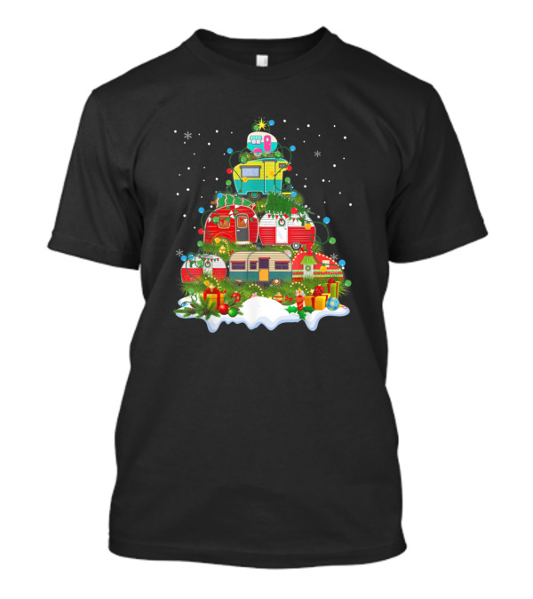 Merry Christmas Snowman Funny Camping Tree Camper T-Shirt