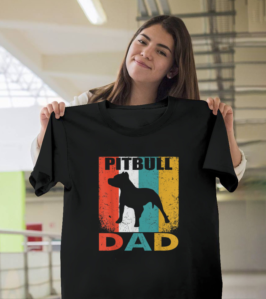 Pit Bull Dad Mens Vintage Dog Lovers For Best Pit T-Shirt