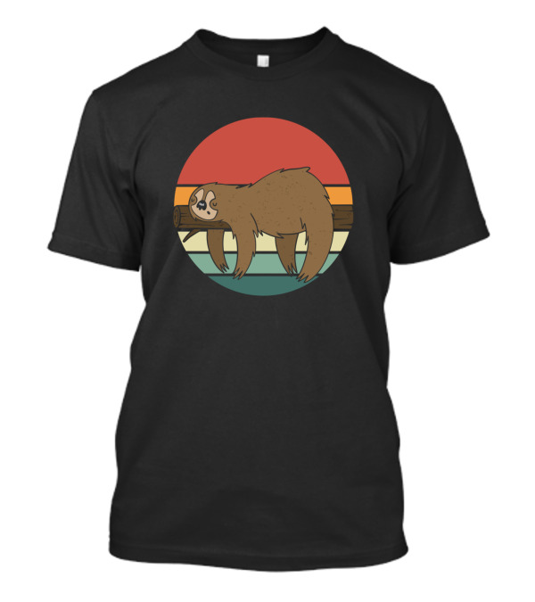 Sleepy Sloth Retro Vintage Sunset T-Shirt