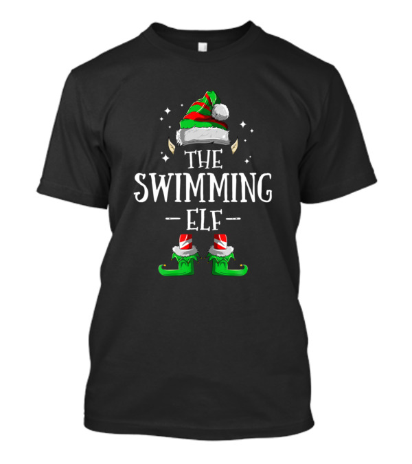 The Swimming Elf Matching Family Group Festive Holiday T-Shirt