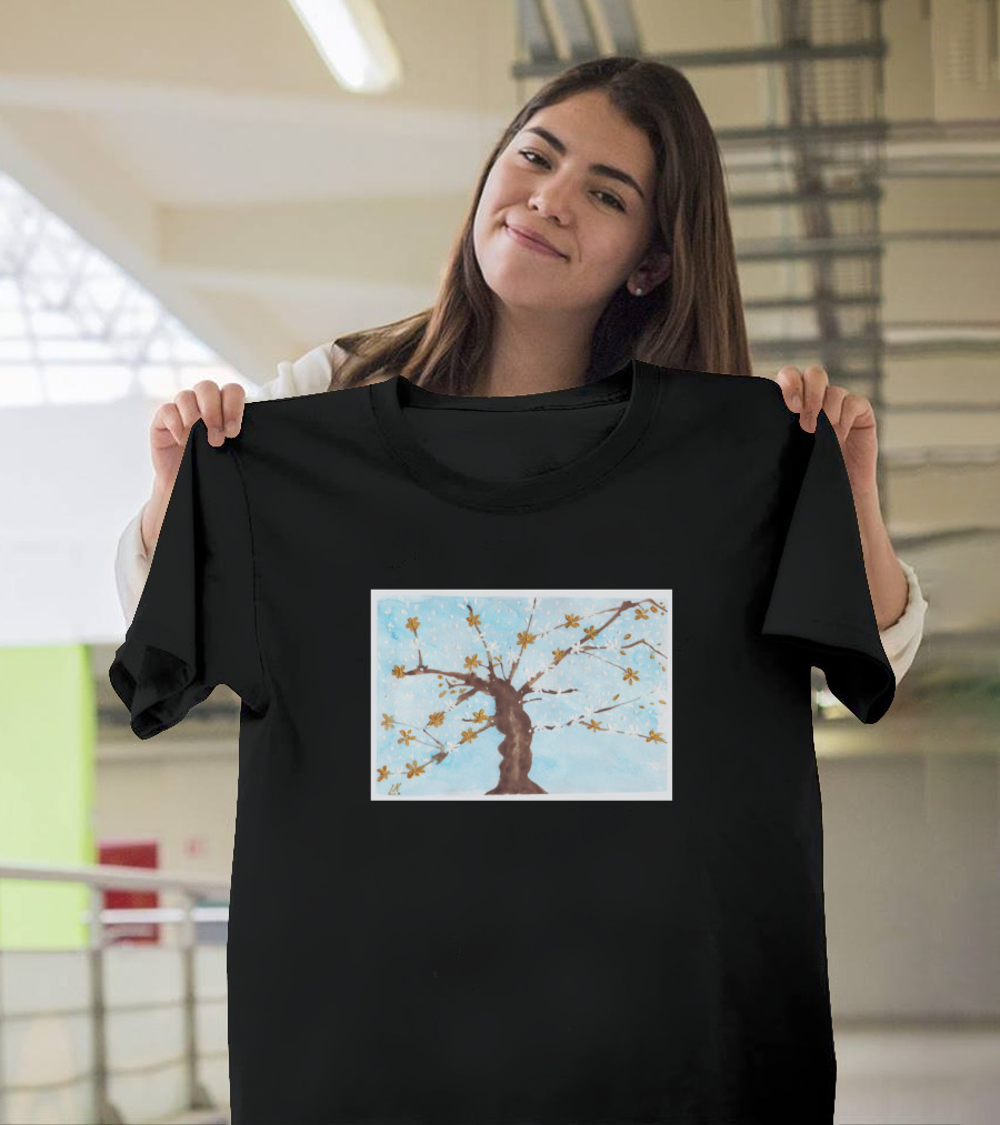 Tree Of Life Watercolor Blossoming Amidst Clear Blue Sky T-Shirt