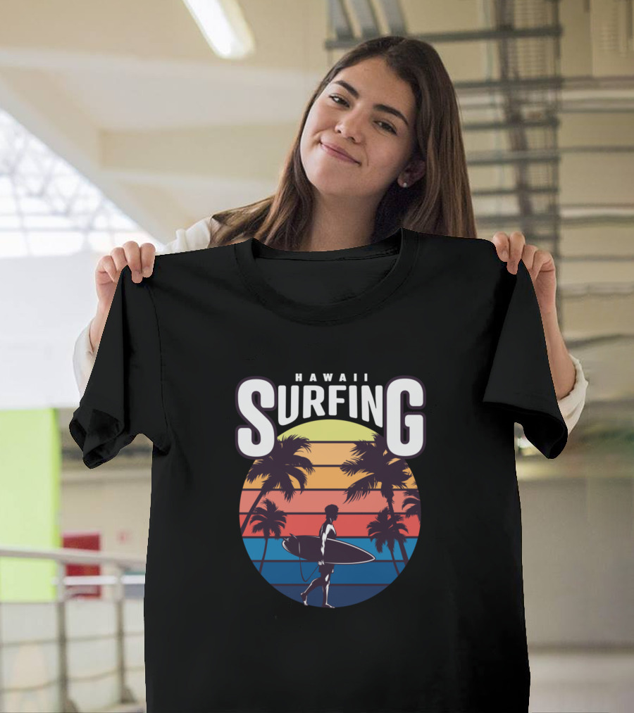 Hawaii Surfing Sunset Palms T-Shirt