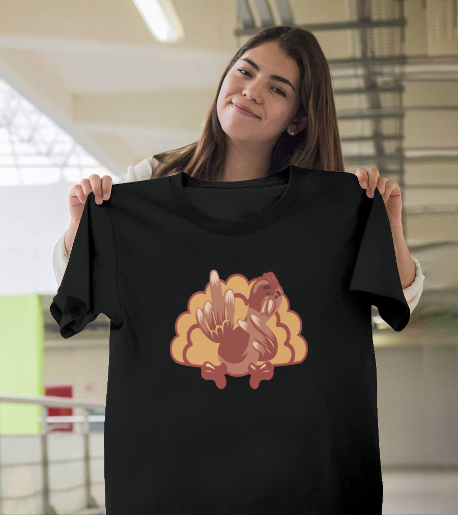Fuuny Turkey Middle Finger Gesture Thanksgiving Joke T-Shirt