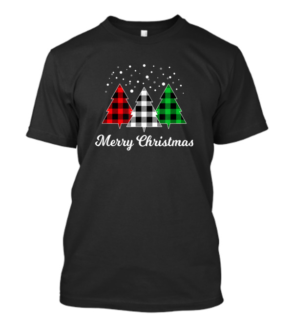 Merry Christmas Tree Plaid Santa Xmas Holiday T-Shirt