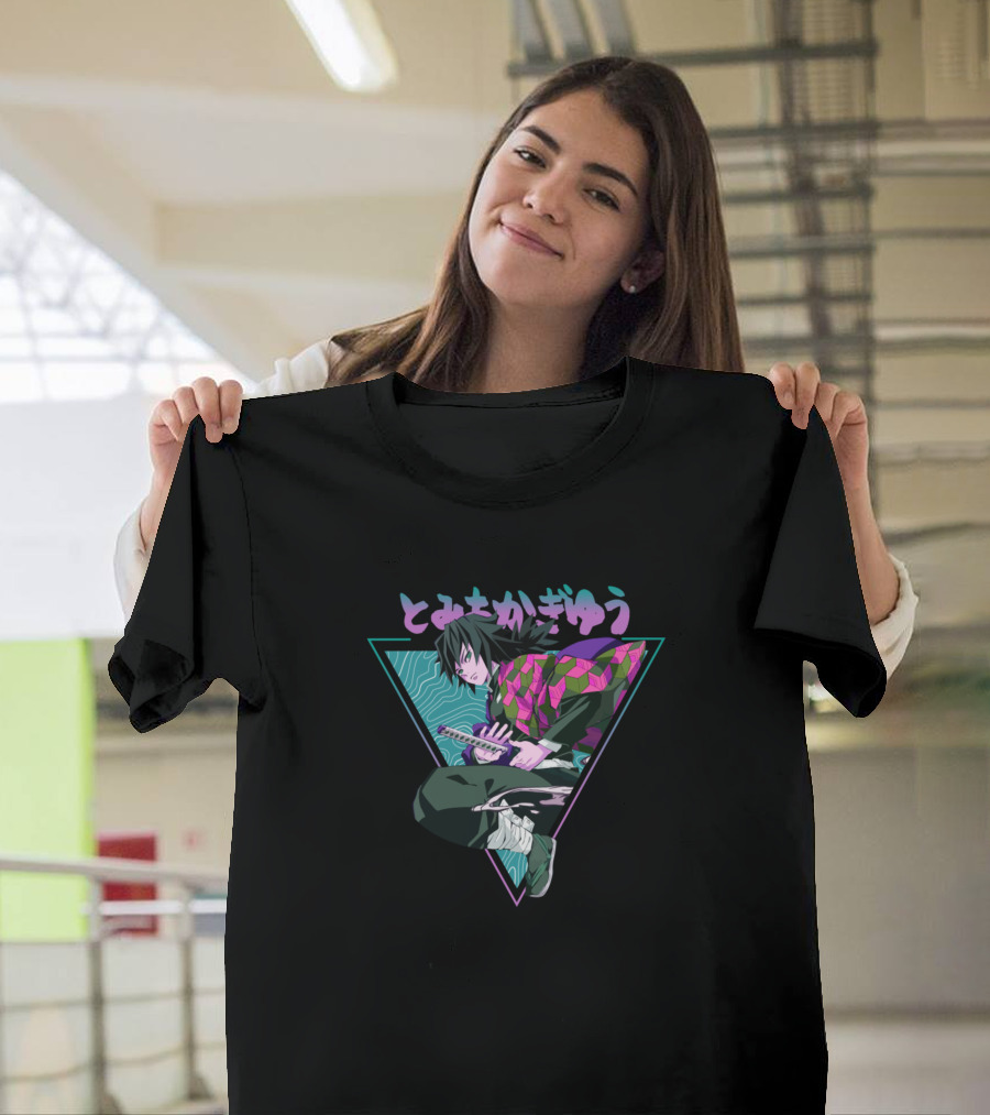 Giyu Tomioka Demon Slayer Kimetsu No Yaiba Retro Neon T-Shirt