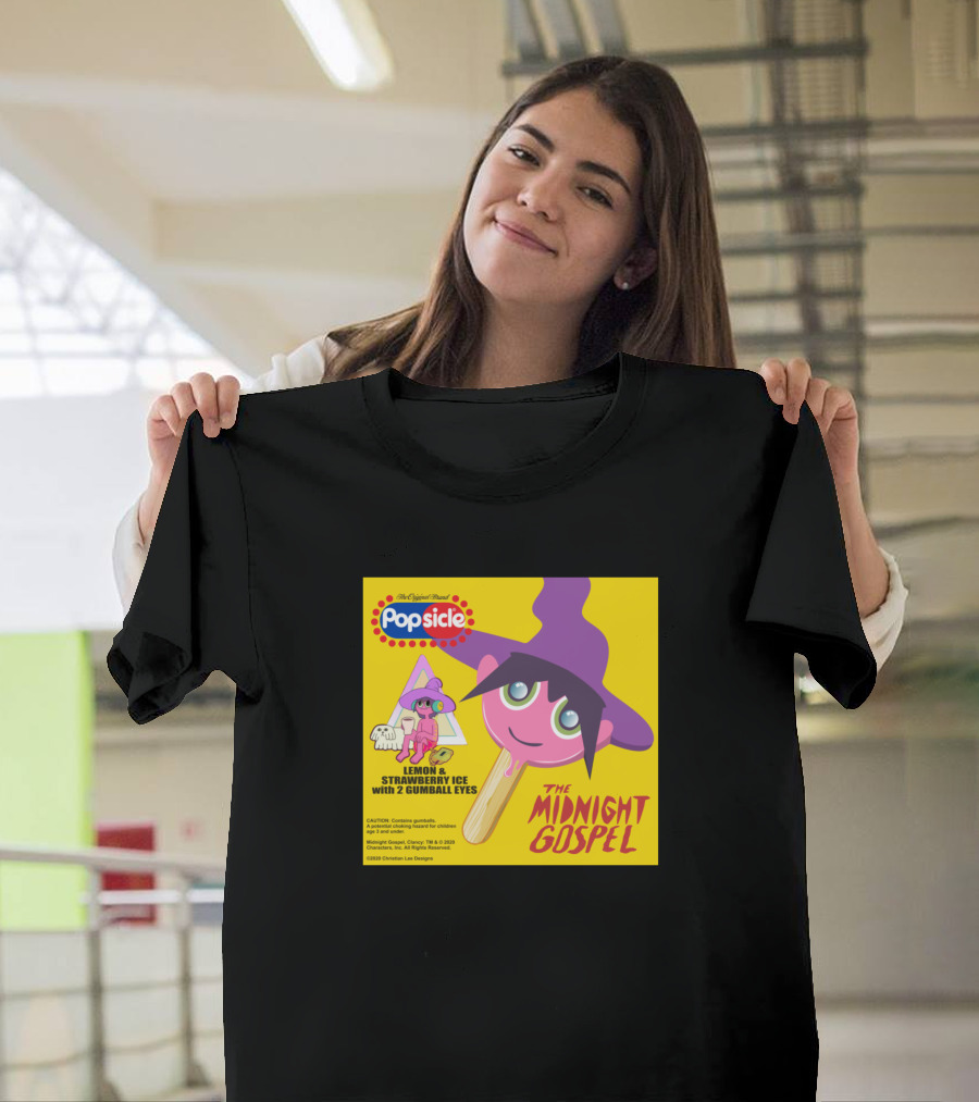 Popsicle The Midnight Gospel Lemon and Strawberry Ice With 2 Gumball Eyes Clancy Pop T-Shirt