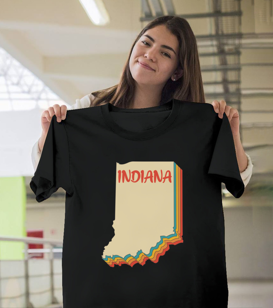 Indiana Map Outline Vintage Retro Indiana T-Shirt