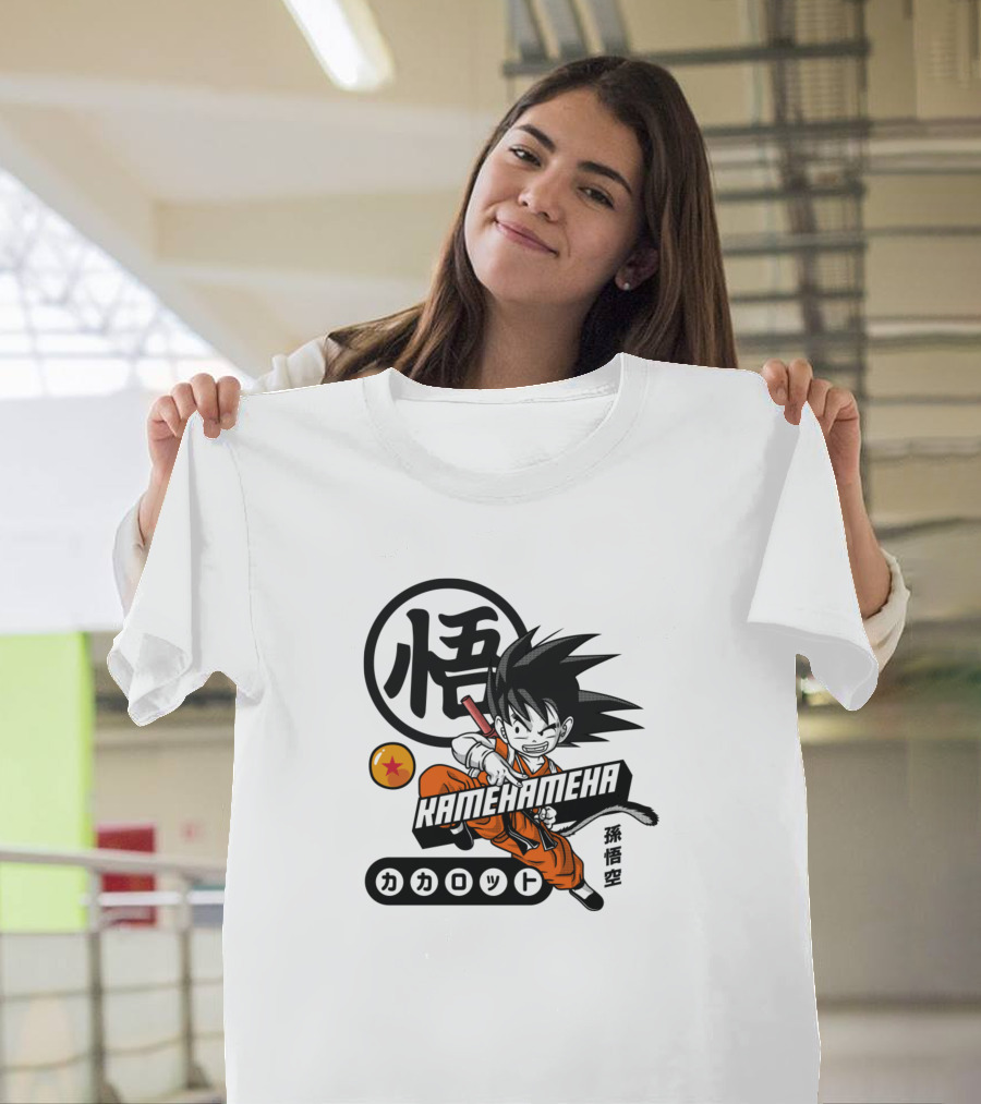 Kamehameha Goku Kakarotto Son Goku Icon with Dragon Ball and Kanji T-Shirt