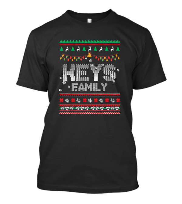 Heys Family Christmas Lights Reindeer Snowflakes Festive Ugly T-Shirt