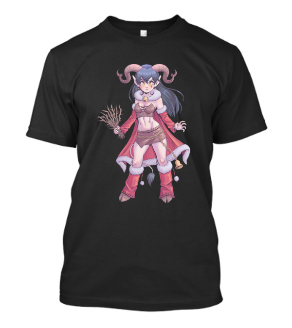 Krampus Anime Demon Girl With Horns And Birch Whip T-Shirt