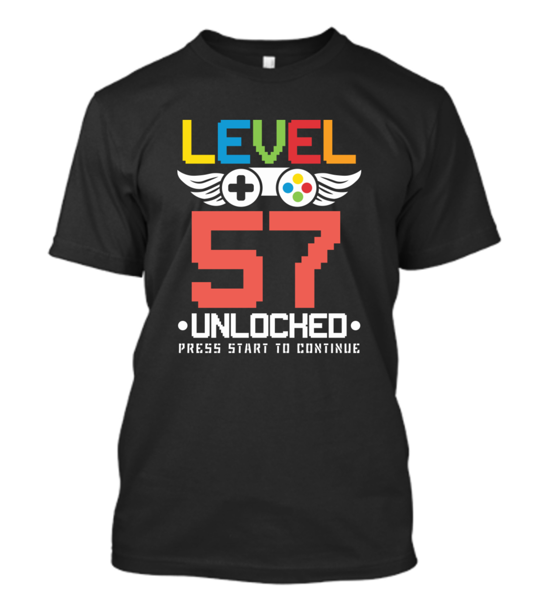Level 57 Unlocked Press Start To Continue Funny Video Games Lover Birthday T-Shirt