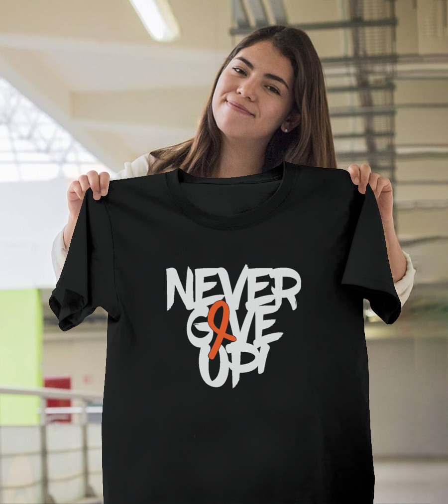 Never Give Up CHD Awareness Orange Ribbon Warrior Motivation T-Shirt