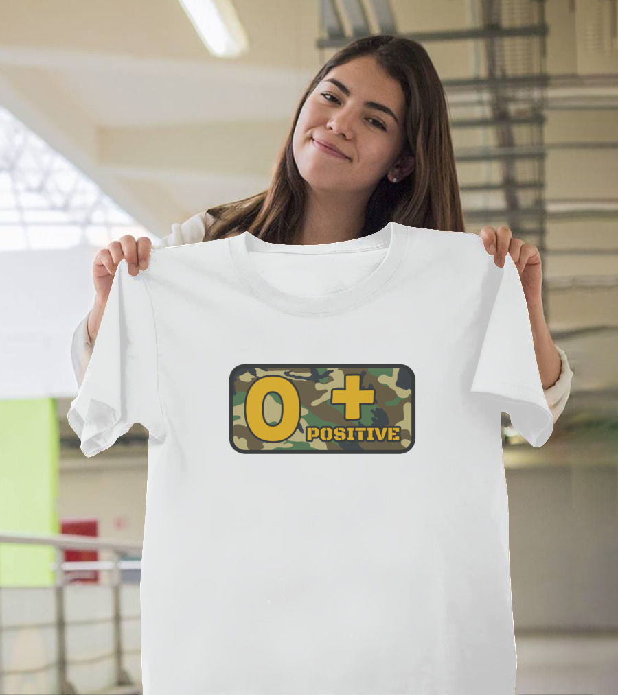 O Positive Camo Woodland Blood Type T-Shirt