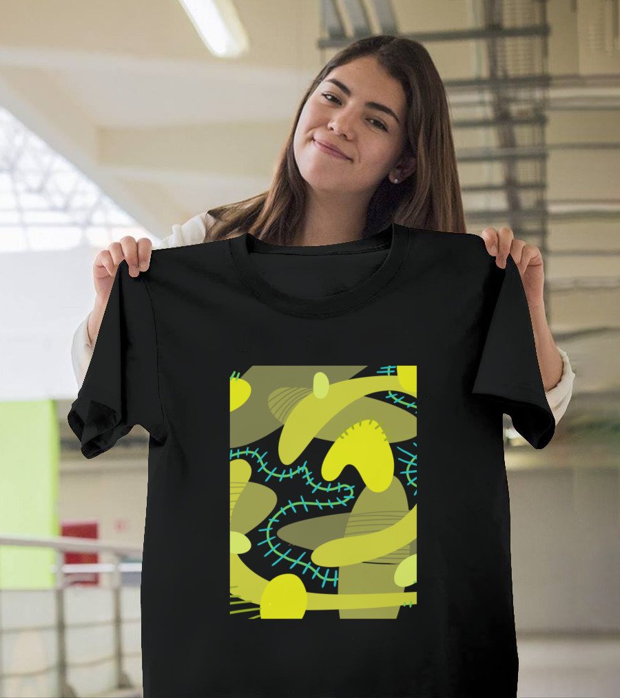 Yellow Heart Abstract Geometric Forms T-Shirt