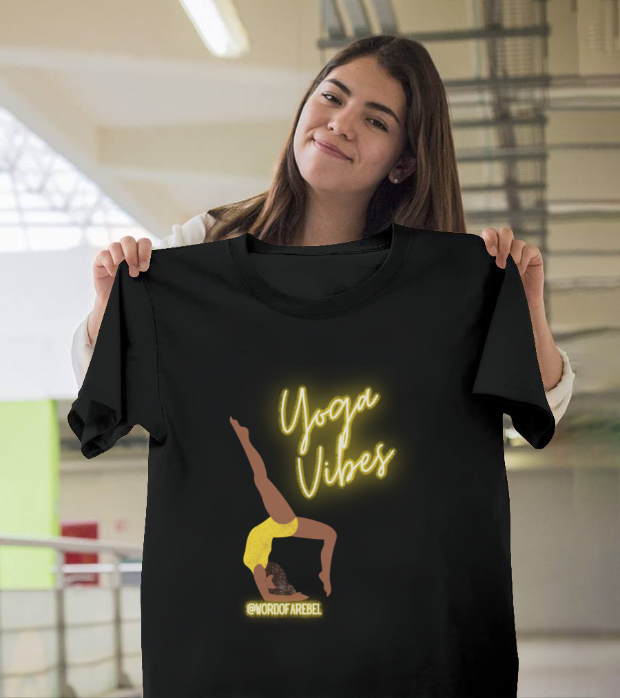 Yoga Vibes Namaste Vibrant Yellow Sunlight @WORDAREBEl T-Shirt