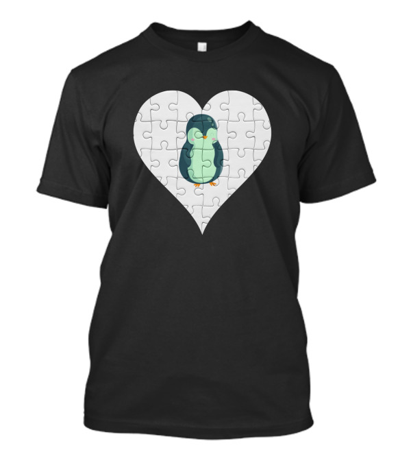Jigsaw Heart Puzzle With Penguin Wild Animal T-Shirt