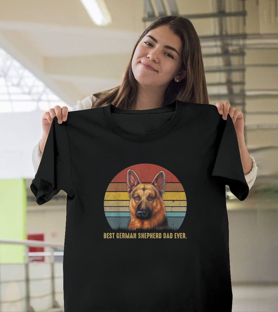 Best German Shepherd Dad Ever Vintage Style Circle T-Shirt
