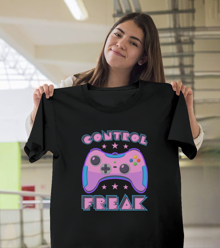 Control Freak 80s Vaporwave Controller Retro Gaming Aesthetic T-Shirt