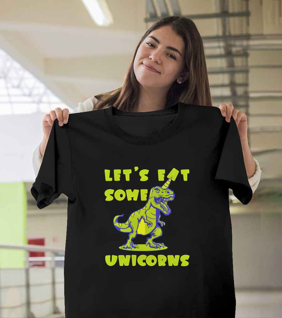 Let's Eat Some Unicorns Dinosaur Halloween Unicorn Costume Pumpkin Dino T-Shirt