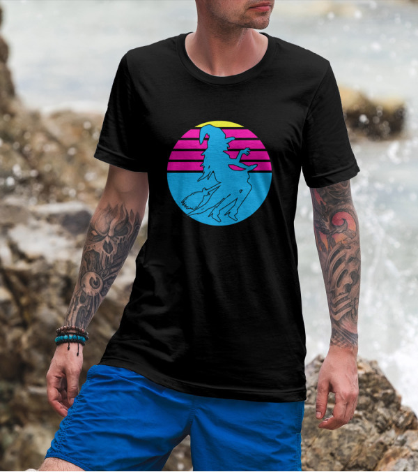 Halloween Witch Retro Sunset Witchcraft Costume T-Shirt