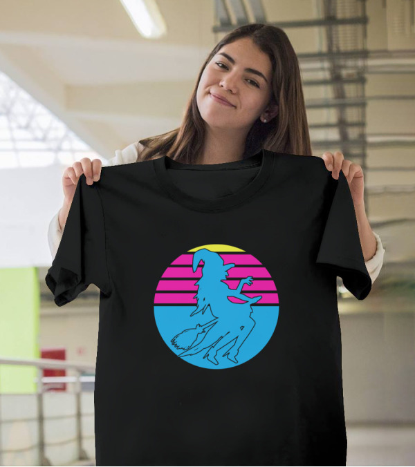 Halloween Witch Retro Sunset Witchcraft Costume T-Shirt