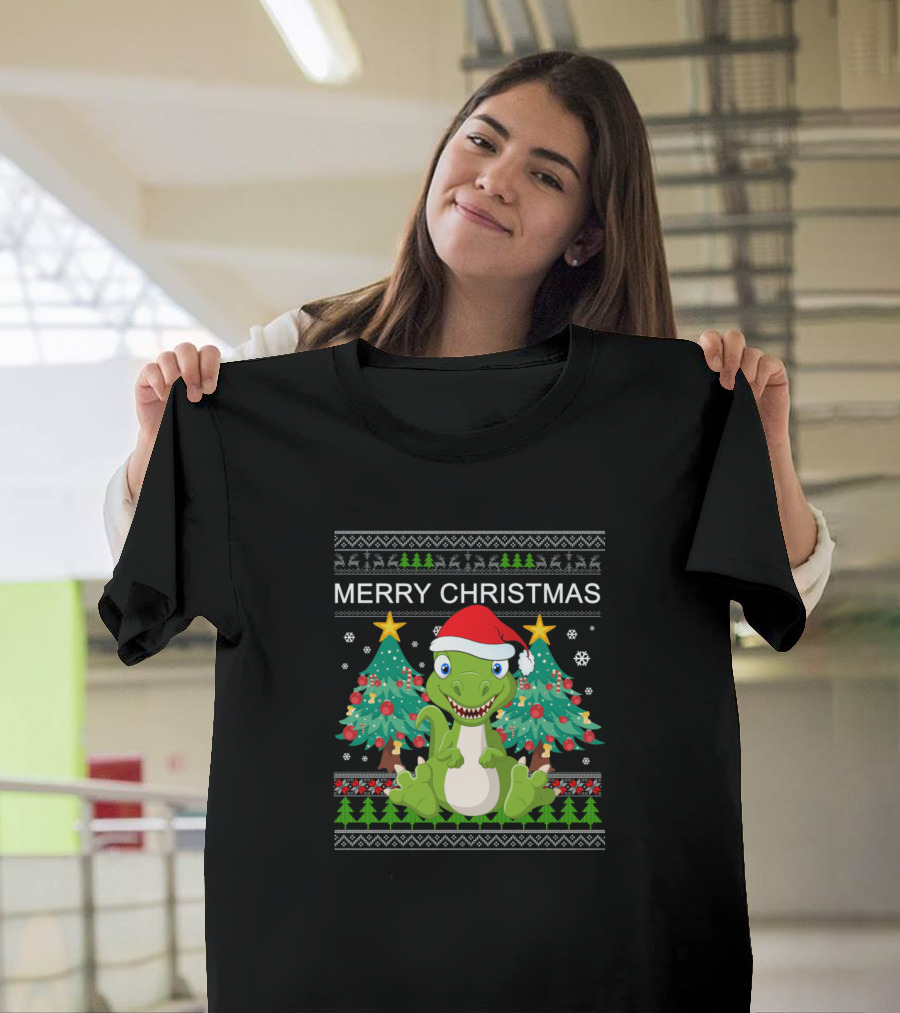 Merry Christmas Dinosaur Ugly T-Shirt
